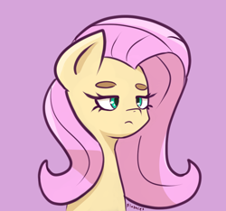 Size: 850x797 | Tagged: safe, artist:flushies, derpibooru import, fluttershy, pony, g4, bags under eyes, beanbrows, bust, eyebrows, frown, lidded eyes, portrait, solo