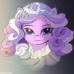 Size: 2000x2000 | Tagged: safe, artist:andaluce, derpibooru import, diamond tiara, earth pony, pony, g4, abstract background, alternate hairstyle, bust, female, filly, foal, solo