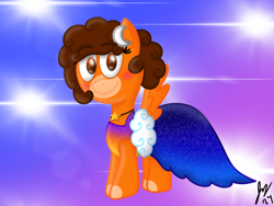 Size: 2160x1620 | Tagged: safe, artist:jesslmc16, derpibooru import, oc, oc only, pegasus, background, clothes, dress, female, gala dress, grand galloping gala, looking at you, mare, mlptwtgala, pegasus oc, signature, smiling, smiling at you, sparkles, spread wings, standing, wings