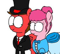 Size: 3351x3023 | Tagged: safe, artist:professorventurer, derpibooru import, oc, oc only, oc:cassie venturer, oc:professor venturer, clothes, dress, duo, gala, gala dress, gown, hat, mlptwtgala, simple background, top hat, white background