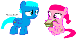Size: 3236x1652 | Tagged: safe, artist:memeartboi, derpibooru import, earth pony, pegasus, pony, anais watterson, brother and sister, colt, cute, daisy the donkey, duo, duo male and female, eating, female, filly, foal, food, gumball watterson, happy, hungry, male, ponified, sandwich, sibling, sibling bonding, sibling love, siblings, simple background, sister, smiling, species swap, starving, stomach growl, stomach noise, the amazing world of gumball, white background