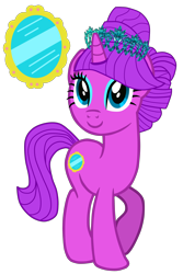 Size: 2000x3000 | Tagged: safe, artist:cloudy glow, artist:darkpinkmonster, artist:user15432, derpibooru import, oc, oc only, oc:mirror shine, pony, unicorn, g4, base used, closed mouth, crown, cutie mark, female, hooves, horn, jewelry, looking up, mare, raised hoof, raised leg, regalia, simple background, smiling, solo, standing, tiara, transparent background