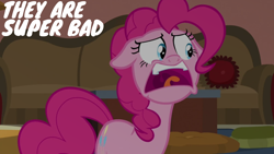 Size: 1920x1080 | Tagged: safe, derpibooru import, edit, edited screencap, editor:quoterific, screencap, pinkie pie, daring done?, g4, ears, female, floppy ears, mare, open mouth, solo, teeth, throat, uvula, volumetric mouth