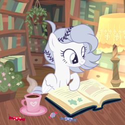 Size: 1280x1273 | Tagged: safe, artist:vi45, derpibooru import, oc, oc:white star, pegasus, pony, book, female, mare, solo