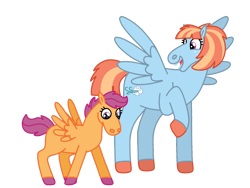 Size: 2048x1536 | Tagged: safe, artist:kindheart525, derpibooru import, scootaloo, windy whistles, pegasus, pony, g4, baby steps, cute, cutealoo, duo, female, filly, first steps, foal, freckles, mare, mother and child, mother and daughter, open mouth, open smile, parent and child, raised hoof, raised leg, scootadoption, scootalove, smiling, windybetes