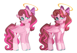 Size: 1877x1290 | Tagged: safe, artist:spectrumnightyt, derpibooru import, oc, oc:angel heart, pegasus, pony, bow, female, hair bow, halo, mare, simple background, solo, transparent background