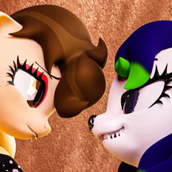 Size: 614x614 | Tagged: safe, artist:knottybuppy, oc, oc only, anthro, 3d, looking at each other