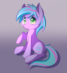 Size: 2952x3216 | Tagged: safe, artist:kawaiipony2, derpibooru import, oc, oc only, oc:trilly taffy, earth pony, pony, :p, colored pupils, commission, cute, earth pony oc, female, gradient background, high res, looking at you, mare, ocbetes, raised hoof, raised leg, simple background, sitting, smiling, smiling at you, solo, tail, tongue, tongue out