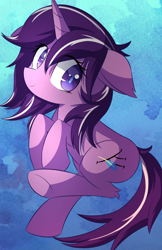 Size: 3850x5950 | Tagged: safe, artist:kawaiipony2, derpibooru import, oc, oc only, oc:rune stroke, pony, unicorn, absurd resolution, colored pupils, commission, ears, eye clipping through hair, female, floppy ears, horn, leg fluff, looking at you, mare, smiling, smiling at you, solo, tail, unicorn oc