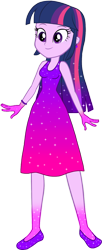 Size: 622x1531 | Tagged: safe, artist:invisibleink, artist:tylerajohnson352, derpibooru import, twilight sparkle, equestria girls, g4, bare shoulders, beautiful, bracelet, clothes, colorful, dress, female, flats, glitter, jewelry, shoes, simple background, sleeveless, solo, sparkles, sparkly dress, sparkly hair, transparent background