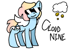 Size: 610x469 | Tagged: safe, derpibooru import, oc, oc only, oc:cloud nine, pegasus, pony, colored wings, folded wings, male, pegasus oc, simple background, smiling, solo, sunglasses, white background, wings