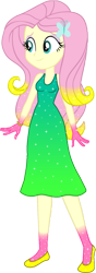 Size: 551x1557 | Tagged: safe, artist:invisibleink, artist:tylerajohnson352, derpibooru import, fluttershy, equestria girls, g4, bare shoulders, beautiful, bracelet, clothes, colorful, dress, female, flats, glitter, hairpin, jewelry, shoes, simple background, sleeveless, solo, sparkles, sparkly dress, sparkly hair, transparent background
