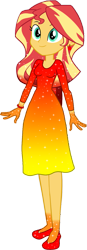 Size: 525x1513 | Tagged: safe, artist:invisibleink, artist:tylerajohnson352, derpibooru import, sunset shimmer, equestria girls, g4, beautiful, bracelet, clothes, colorful, dress, female, flats, glitter, jewelry, shoes, simple background, solo, sparkles, sparkly dress, sparkly hair, transparent background