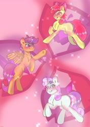 Size: 2480x3508 | Tagged: safe, artist:puffluna8, derpibooru import, apple bloom, scootaloo, sweetie belle, earth pony, pegasus, pony, unicorn, g4, cutie mark crusaders, digital art, fanart, female, filly, foal, horn