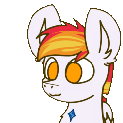 Size: 1920x1920 | Tagged: safe, artist:nhale, derpibooru import, oc, oc only, oc:shining sky, pegasus, animated, animated booop, boop, cartoon, commission, cute, orange eyes, orange hair, paws, simple background, smiling, solo, transparent background, white body, wings, ych result