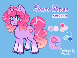 Size: 2000x1500 | Tagged: safe, artist:cuiicie, derpibooru import, oc, oc only, oc:soapy waters, pony, unicorn, horn, reference sheet, unshorn fetlocks