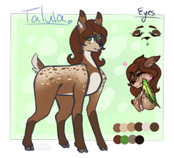 Size: 2200x2000 | Tagged: safe, artist:pixelberrry, derpibooru import, oc, oc:talula, deer, deer pony, hybrid, original species, female, reference sheet, solo