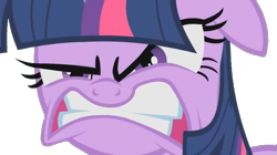 Size: 739x415 | Tagged: safe, derpibooru import, edit, edited screencap, screencap, twilight sparkle, pony, unicorn, feeling pinkie keen, g4, angry, female, frown, gritted teeth, horn, not a vector, rage, simple background, solo, teeth, transparent background