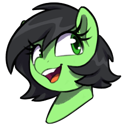 Size: 1100x1100 | Tagged: safe, artist:thebatfang, derpibooru import, oc, oc only, oc:anon filly, earth pony, pony, bust, female, filly, foal, looking sideways, open mouth, open smile, simple background, smiling, solo, transparent background