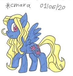 Size: 838x877 | Tagged: safe, artist:cmara, derpibooru import, lily blossom, pegasus, pony, female, mare, signature, simple background, solo, traditional art, white background