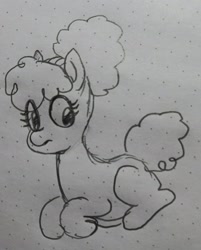 Size: 1650x2048 | Tagged: safe, artist:pony quarantine, derpibooru import, oc, oc only, earth pony, pony, doodle, female, grayscale, lying down, mare, monochrome, pen drawing, prone, solo, traditional art