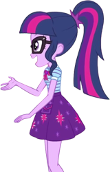 Size: 1613x2520 | Tagged: safe, derpibooru import, edit, edited screencap, editor:homersimpson1983, screencap, sci-twi, twilight sparkle, human, equestria girls, g4, arms, background removed, blouse, bowtie, clothes, female, fingers, glasses, legs, long hair, not a vector, ponytail, puffy sleeves, side view, skirt, solo, standing, teenager