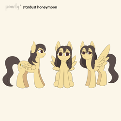 Size: 1200x1200 | Tagged: safe, derpibooru import, oc, oc only, oc:stardust honeymoon, pegasus, pony, brown eyes, female, folded wings, looking at you, mare, pegasus oc, reference sheet, side view, simple background, sitting, solo, spread wings, standing, wings