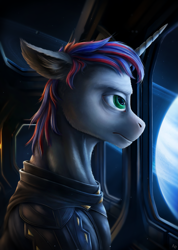 Size: 1119x1575 | Tagged: safe, artist:adept_fluttershy, derpibooru import, unicorn, horn, male, profile, realistic, solo, stallion, star wars