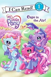 Size: 666x1000 | Tagged: safe, artist:lyn fletcher, derpibooru import, cheerilee (g3), rainbow dash (g3), starsong, earth pony, pegasus, pony, g3, blushing, book, book cover, caps in the air!, cover, female, graduation cap, hat, heart, heart eyes, i can read, mare, official, tree, trio, trio female, wingding eyes
