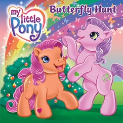 Size: 996x1000 | Tagged: safe, artist:carlo loraso, derpibooru import, sparkleworks, butterfly, earth pony, pony, g3, berry, book, book cover, bush, butterfly hunt, cover, female, food, mare, official, rainbow, serendipity