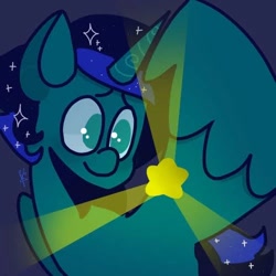 Size: 500x500 | Tagged: safe, artist:comicmaker, derpibooru import, oc, oc only, alicorn, pony, alicorn oc, commission, horn, signature, simple background, solo, stars, wings