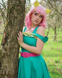 Size: 1080x1350 | Tagged: safe, artist:gianaxrose, derpibooru import, fluttershy, human, g4, clothes, cosplay, costume, irl, irl human, photo, solo, tree