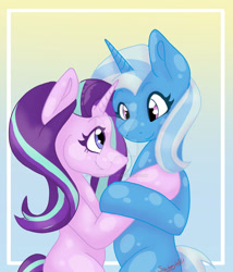 Size: 1280x1494 | Tagged: safe, artist:cinisthewolf, derpibooru import, starlight glimmer, trixie, female, lesbian, shipping, startrix