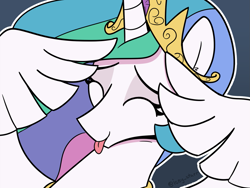 Size: 1633x1231 | Tagged: safe, artist:icey, derpibooru import, princess celestia, alicorn, pony, g4, :p, ah eto bleh, cake, cakelestia, cute, cutelestia, female, food, mare, meme, ponified, ponified meme, sillestia, silly, silly pony, smiling, tongue, tongue out, wing hands, wings