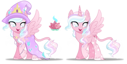 Size: 1280x645 | Tagged: safe, artist:dixieadopts, derpibooru import, oc, oc:star blossom, alicorn, pony, blind, female, hat, mare, simple background, solo, transparent background