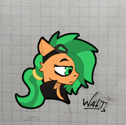 Size: 2552x2546 | Tagged: safe, artist:walt121, derpibooru import, oc, oc only, oc:atom smasher, pegasus, pony, the sunjackers, fanart, female, goggles, graph paper, mare, ponytail, solo