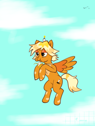 Size: 1500x2000 | Tagged: safe, derpibooru import, oc, oc only, pegasus, pony, g4, banana, female, food, mare, pegasus oc, sky background, solo