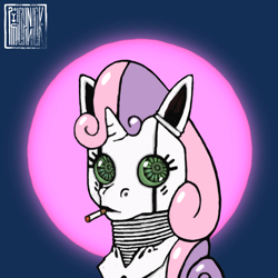 Size: 1000x1000 | Tagged: safe, artist:ptichnick, derpibooru import, sweetie belle, sweetie bot, pony, robot, unicorn, g4, cigarette, horn, smoking, solo