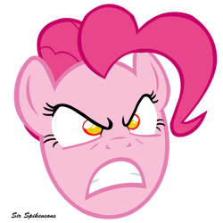 Size: 900x900 | Tagged: safe, artist:sirspikensons, derpibooru import, pinkie pie, earth pony, pony, g4, the last roundup, angry, demonic eyes, female, head only, mare, pinkie promise, simple background, solo, transparent background, vector, you pinkie promised