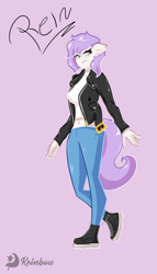 Size: 1742x3050 | Tagged: safe, artist:reinbou, derpibooru import, oc, oc only, oc:rein, anthro, simple background, solo