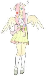 Size: 755x1211 | Tagged: safe, artist:butterfoliage, derpibooru import, fluttershy, human, g4, humanized, simple background, solo, white background