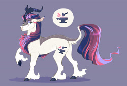 Size: 3220x2193 | Tagged: safe, artist:vindhov, derpibooru import, oc, oc only, kirin, female, interspecies offspring, kirin oc, offspring, parent:autumn blaze, parent:shining armor, raised hoof, raised leg, solo