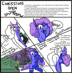 Size: 1222x1230 | Tagged: safe, artist:dinexistente, derpibooru import, advertisement, comic, commission info, commissions open, dusk, twilight (astronomy)