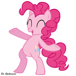 Size: 900x900 | Tagged: safe, artist:sirspikensons, derpibooru import, pinkie pie, earth pony, pony, baby cakes, g4, ^^, bipedal, eyes closed, female, mare, open mouth, simple background, solo, transparent background, vector