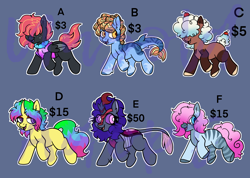 Size: 1986x1413 | Tagged: safe, artist:bluemoon, derpibooru import, oc, oc only, earth pony, hybrid, kirin, original species, pegasus, pony, shark, shark pony, unicorn, zony, adoptable, advertisement, commission info, horn, prices