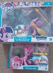 Size: 2084x2901 | Tagged: safe, derpibooru import, pinkie pie, twilight sparkle, twilight sparkle (alicorn), alicorn, changeling, g4, figure, guardians of harmony, irl, photo, toy