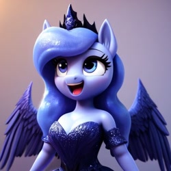 Size: 512x512 | Tagged: safe, ai content, derpibooru import, generator:stable diffusion, machine learning generated, princess luna, anthro, g4, gradient background, prompter:chillyhooves, solo