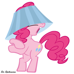 Size: 900x900 | Tagged: safe, artist:sirspikensons, derpibooru import, pinkie pie, earth pony, pony, g4, ponyville confidential, female, hat, lampshade, lampshade hat, mare, open mouth, simple background, solo, transparent background, vector