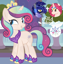 Size: 1280x1296 | Tagged: safe, artist:vi45, derpibooru import, princess amore, oc, pony, unicorn, g4, female, horn, mare, night guard, offspring, parent:night guard, parent:princess amore