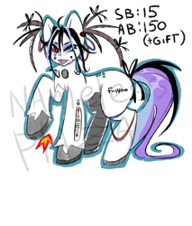 Size: 1700x2000 | Tagged: safe, artist:namelessplaza, derpibooru import, oc, oc only, pony, robot, robot pony, adoptable, heterochromia, looking at you, raised hoof, raised leg, simple background, solo, tail, tongue, tongue out, watermark, white background